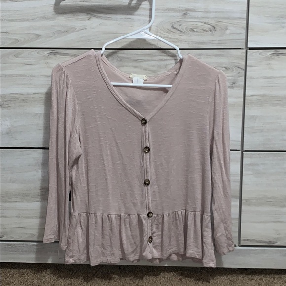 pink 3 quarter sleeve crop top - Picture 1 of 1